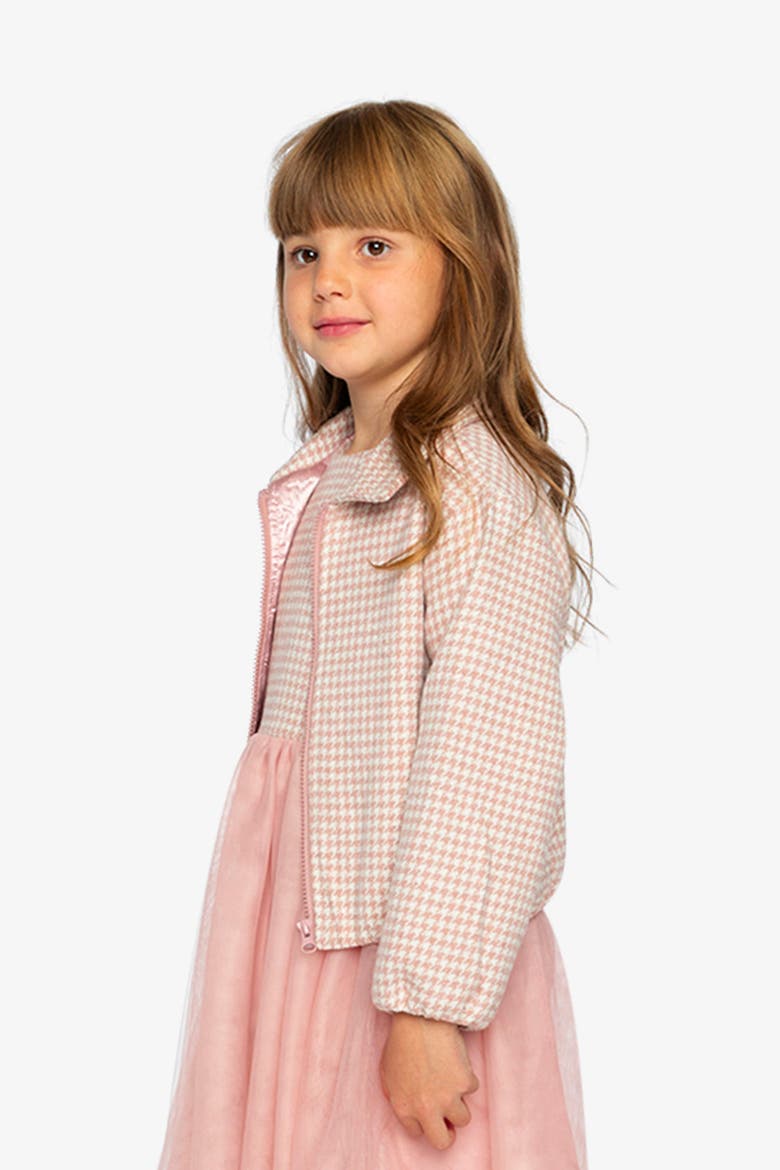Houndstooth Preppy Lightweight Bomber Jacket, Alternate, color, Houndstooth Rose