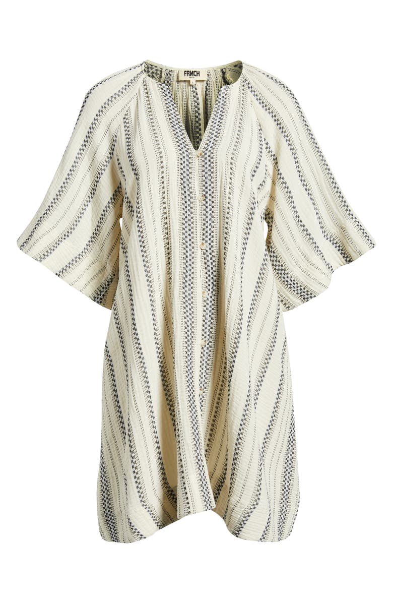FRNCH Noronha Stripe Organic Cotton Gauze Shirtdress, Alternate, color, Creme