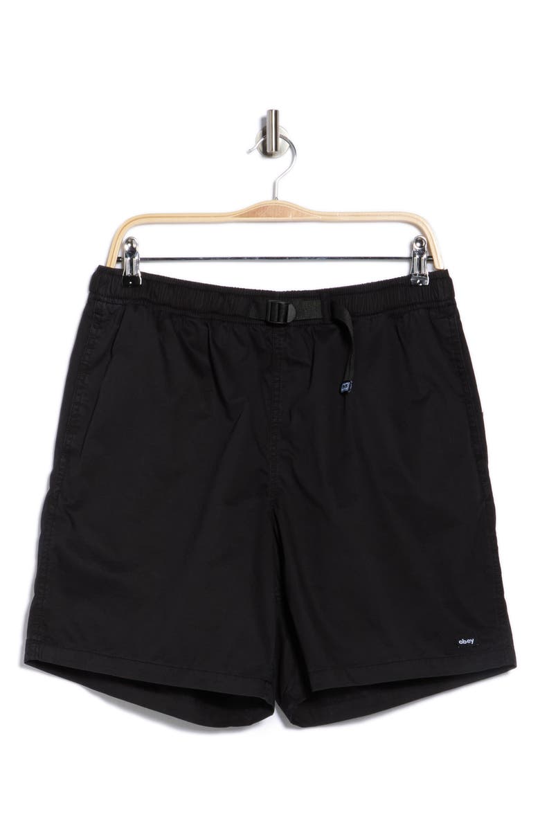 Obey Easy Gravel Trial Shorts, Alternate, color, Black Faded Wash