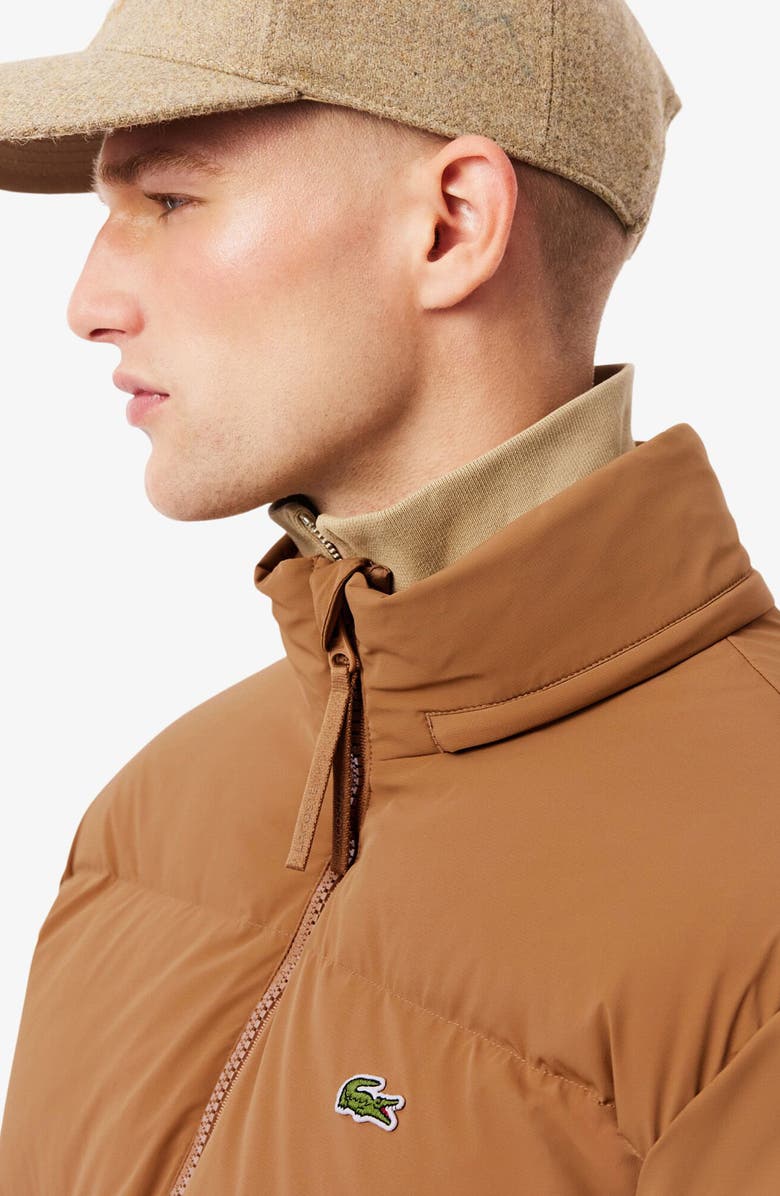 Lacoste Water Repellent Down Puffer Jacket, Alternate, color, Dark Date Brown