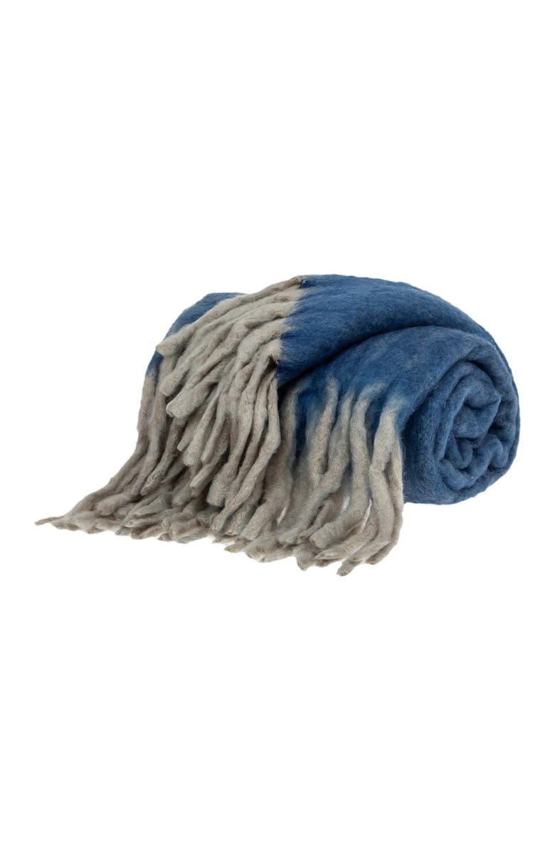 PARKLAND COLLECTION Nagar Transitional Blue 52" x 67" Woven Handloom Throw Blanket, Alternate, color,