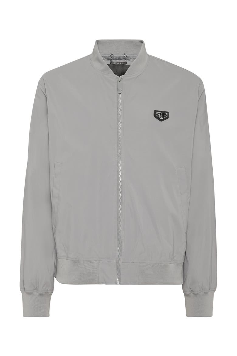 Nylon Bomber Jacket Men, Main, color, grey