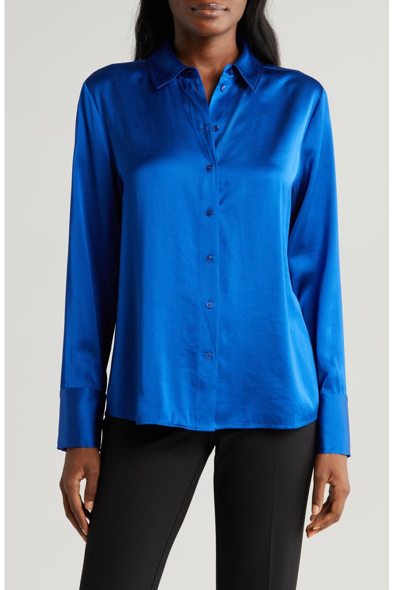 Satin Shirt, Main, color, BLUE SURF