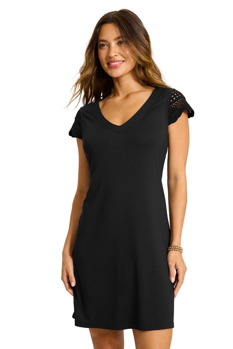 Darcy Crochet Trim Stretch Sheath Dress, Alternate, color, BLACK