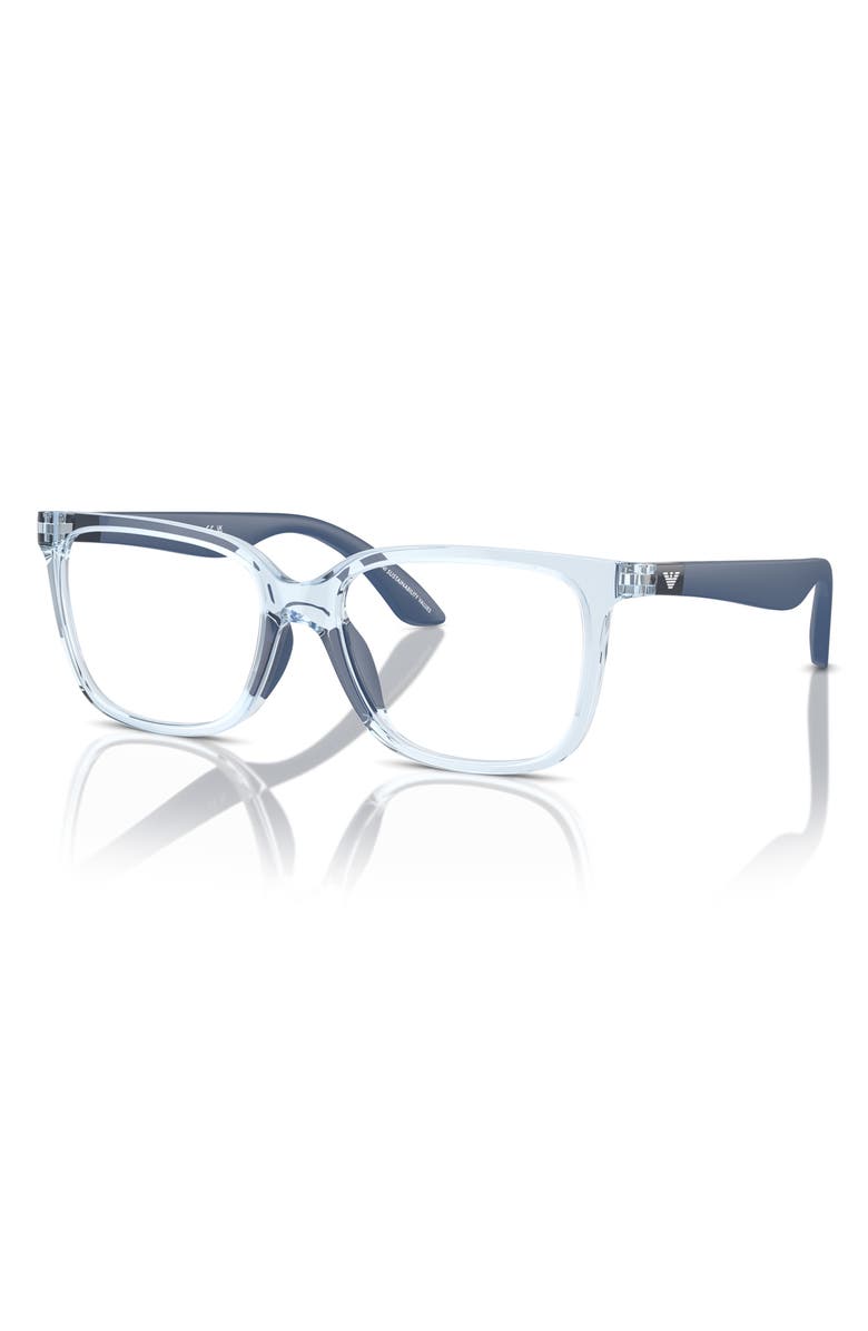 Emporio Armani 49mm Pillow Optical Glasses, Alternate, color, Shiny Azure / Demo Lens