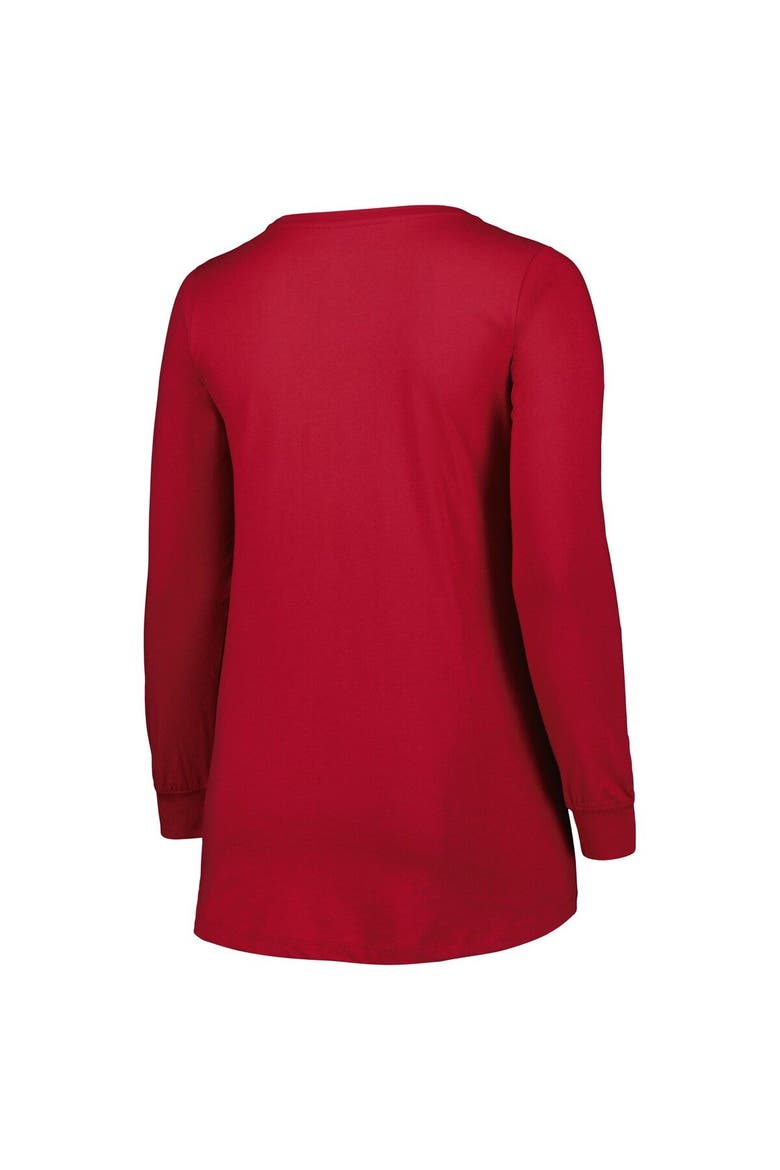 Women's Fanatics Branded Cardinal Arizona Cardinals Plus Size Measure Distance Scoop Neck Long Sleeve T-Shirt, Alternate, color, Cardinal