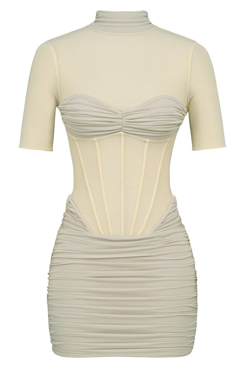 Sorrel Corset Stretch Mesh Minidress, Alternate, color, YELLOW