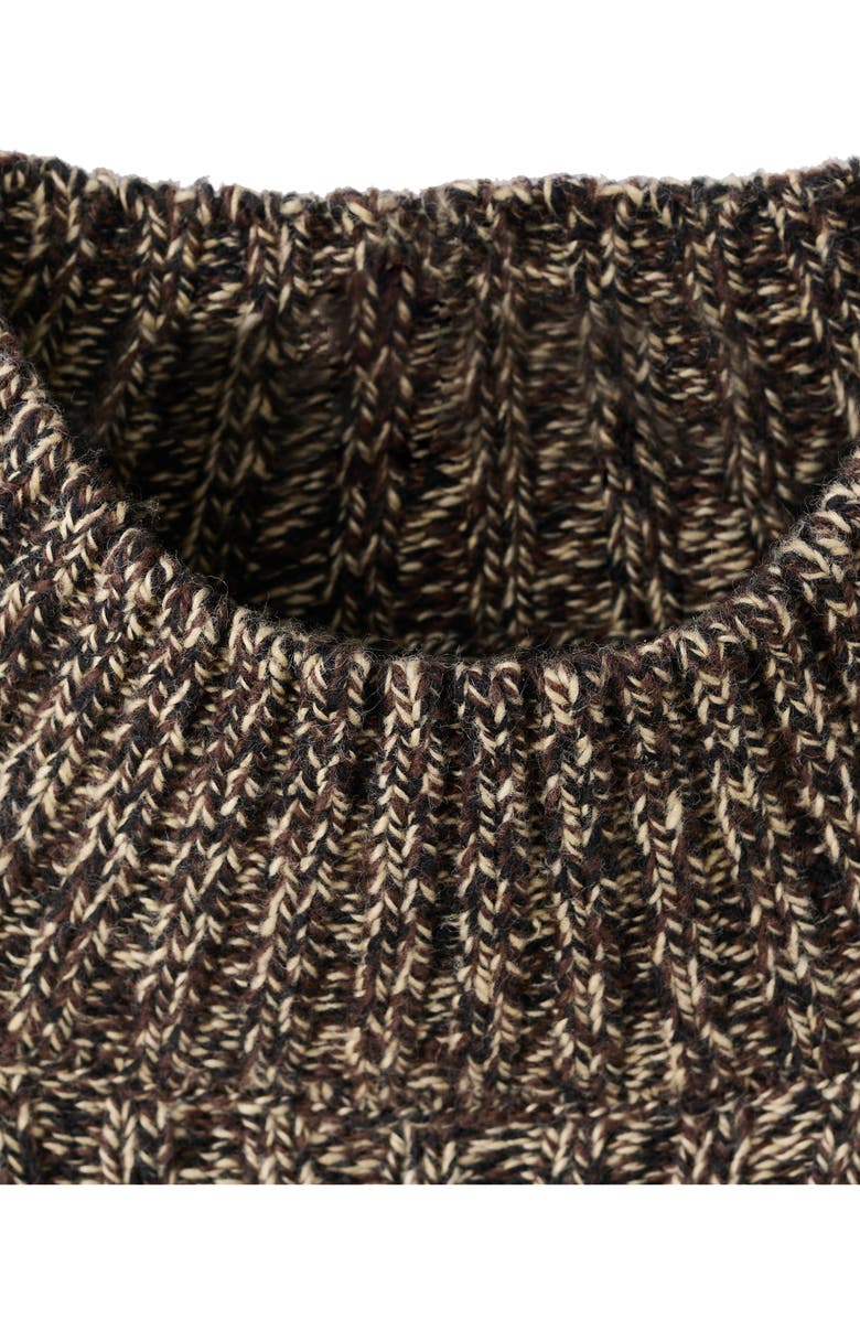 MANGO Speckled Perkins Cotton Blend Sweater, Alternate, color, Chocolate