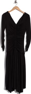Cinq à Sept Evedene Ruched Long Sleeve Midi Dress