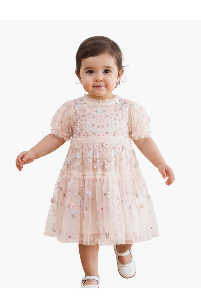 Needle & Thread Garland Ribbon Baby Dress, Main, color, Cream/Pastel