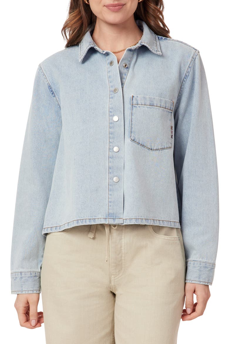 Long Sleeve Crop Denim Shirt, Main, color, KINGSTON