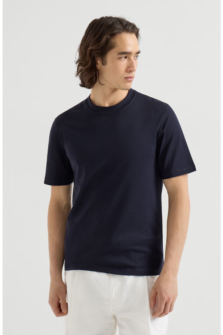 Cotton jersey crew neck T-shirt, Main, color, Navy Blue