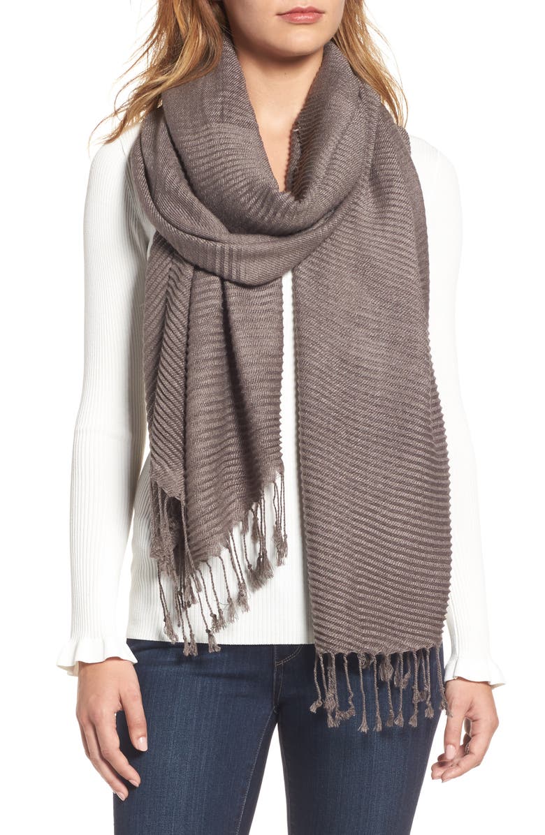 Nordstrom Fringe Textured Wrap, Alternate, color,