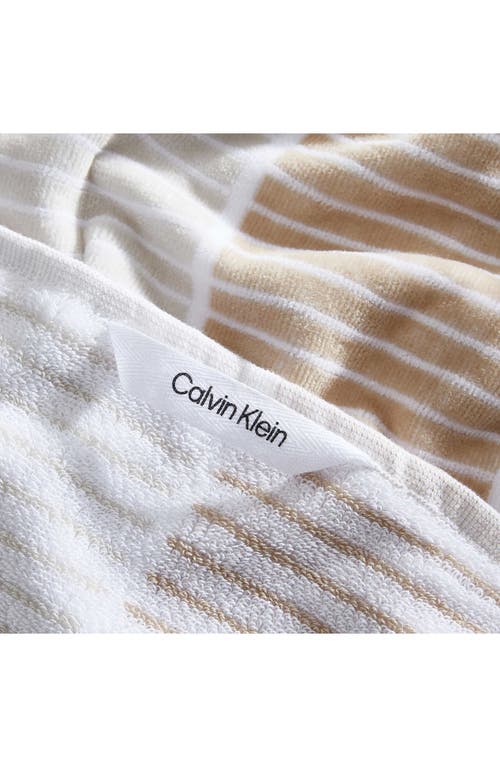 Calvin Klein Blocked Yarn Dye 2-piece Beach Towel Set In Almond/fawn/linen