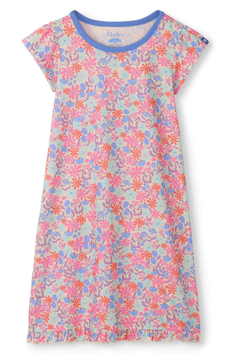 Hatley Kids' Whimsical Flowers Ruffle Hem Nightgown, Main, color, Blue