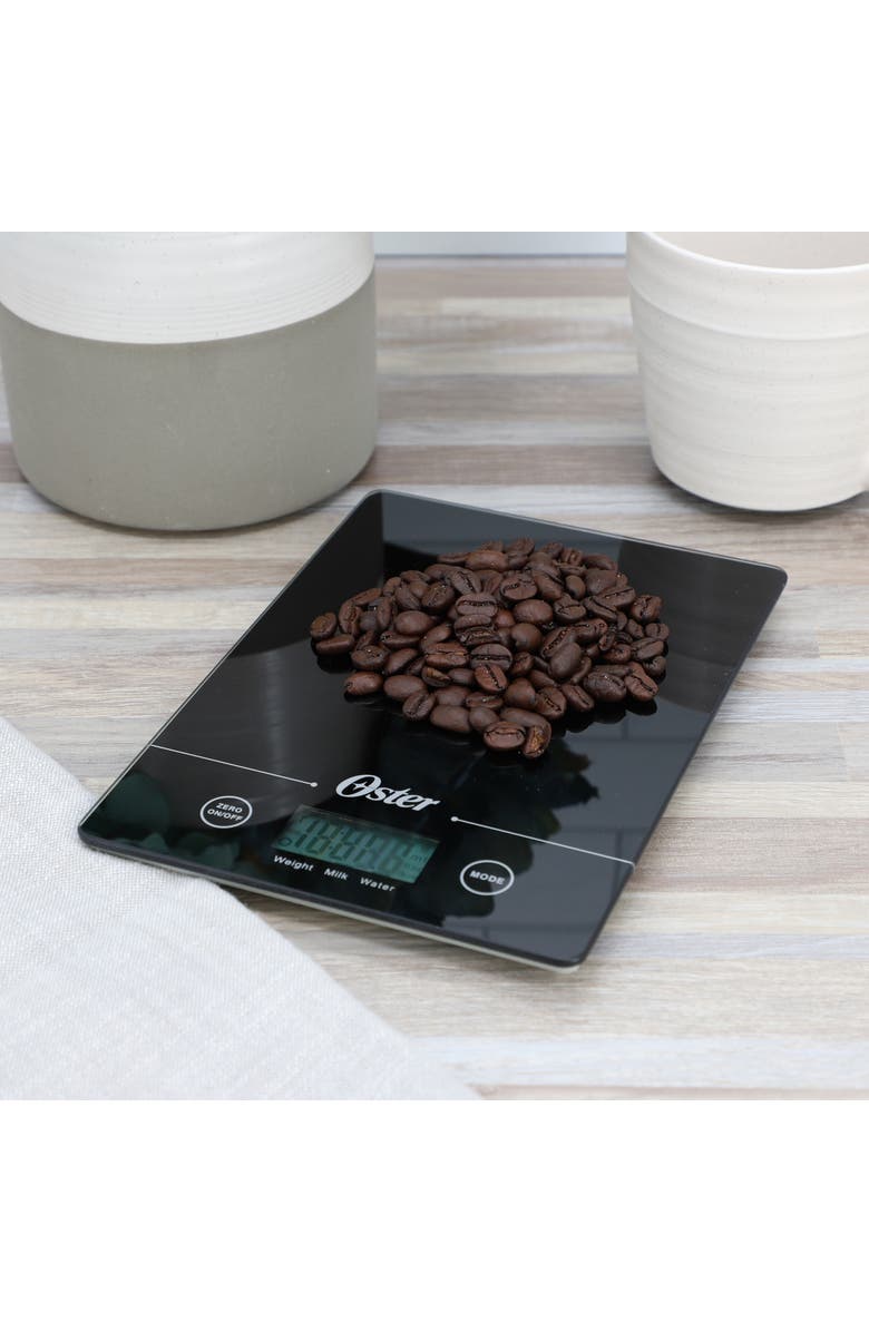 OSTER Gridley Square Tempe Glass Digital Kitchen Scale, Alternate, color, Black