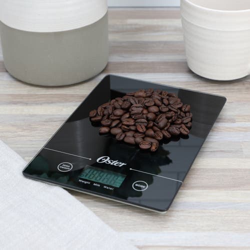 Oster Gridley Square Tempe Glass Digital Kitchen Scale In Black