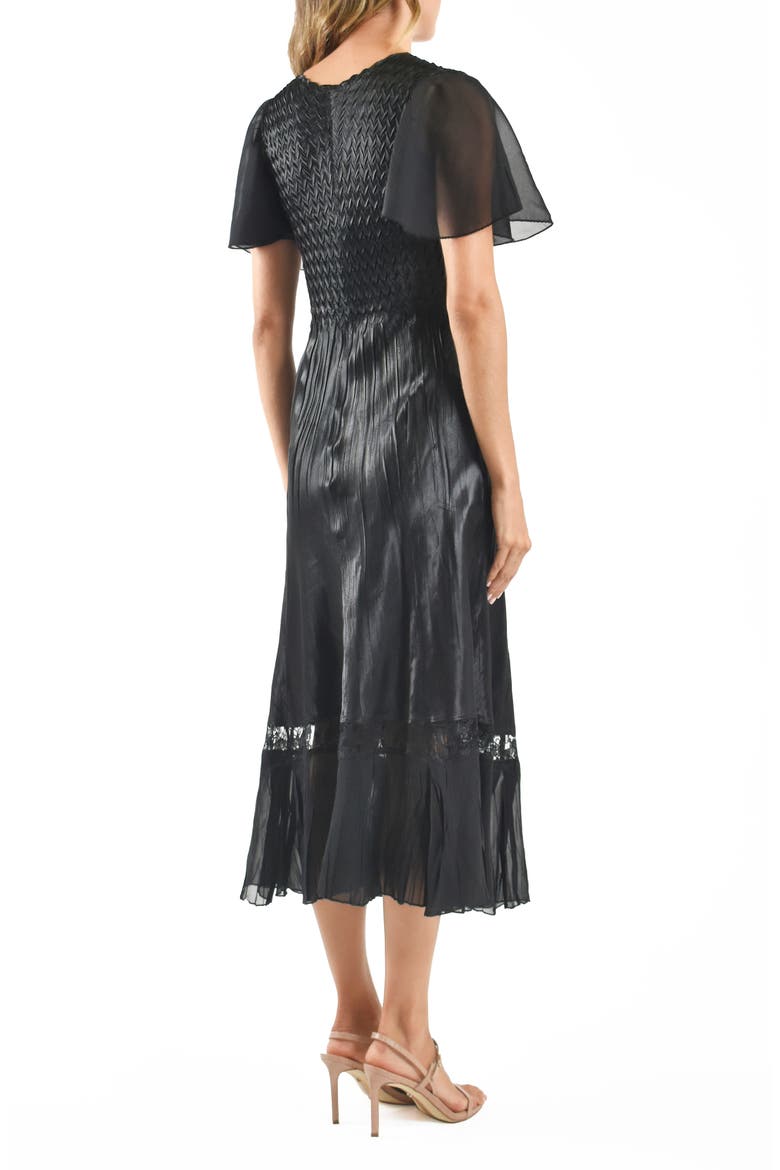 Charmeuse & Chiffon Cocktail Dress, Alternate, color, BLACK