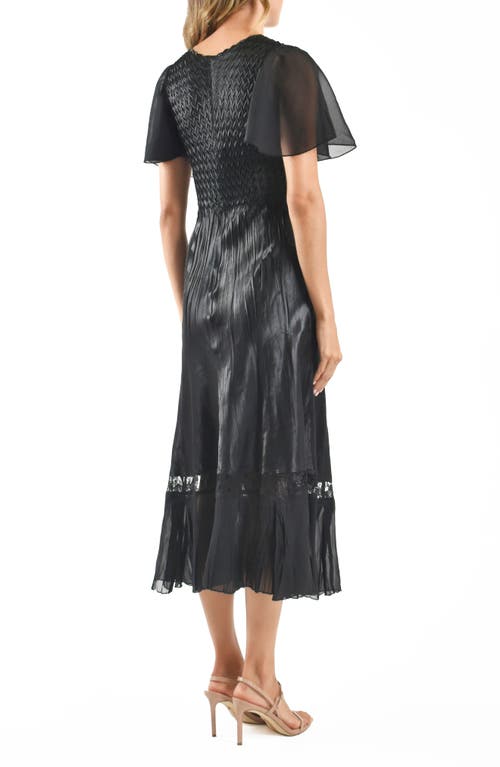 Komarov Charmeuse & Chiffon Cocktail Dress In Black
