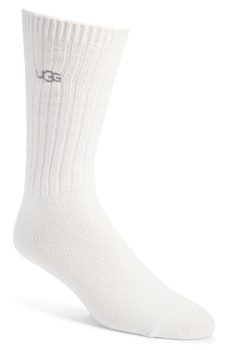 UGG<sup>®</sup> Trey Rib Crew Socks, Main, color, White