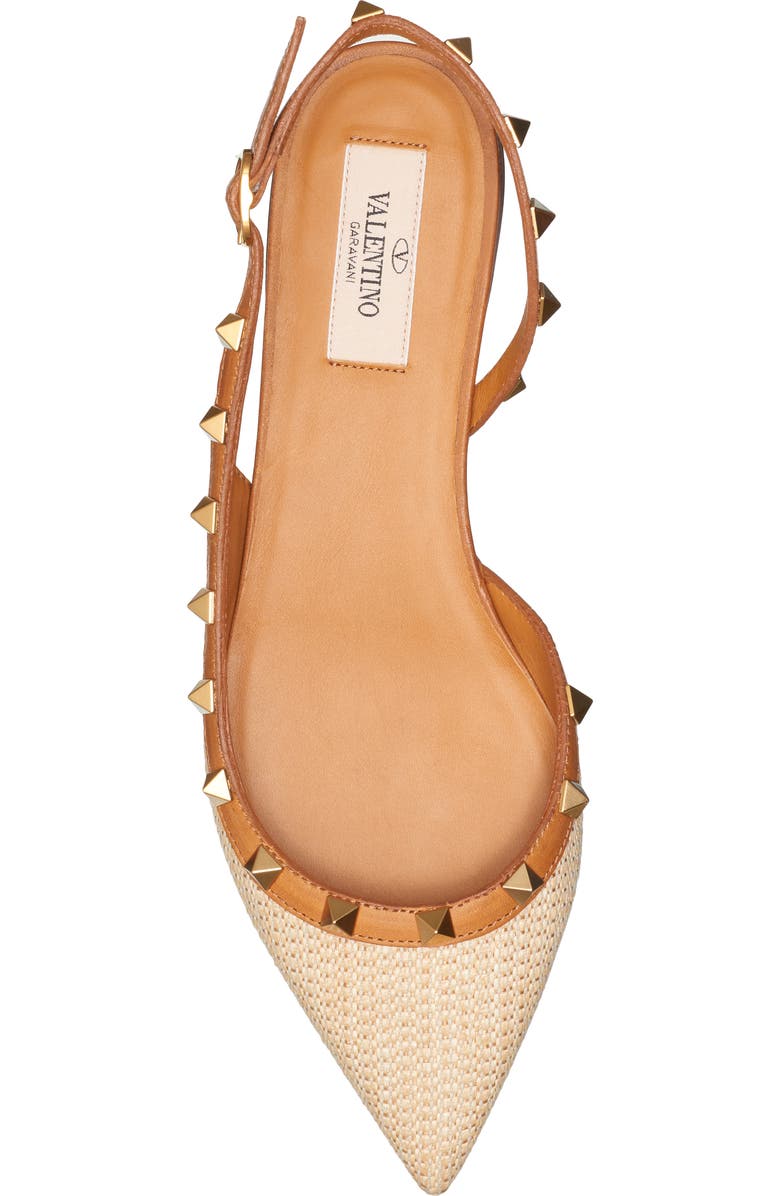 Valentino Garavani Rockstud Woven Pointed Toe Slingback Flat, Alternate, color,