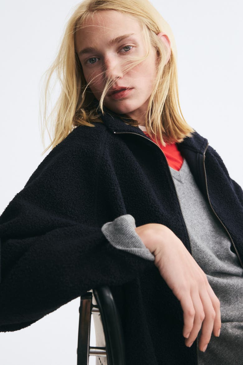 Pile Jacket, Alternate, color, Navy blue