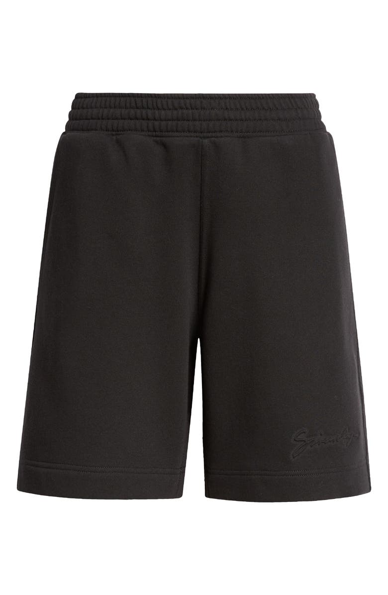 Givenchy Logo Script Cotton Sweat Shorts, Alternate, color, Black