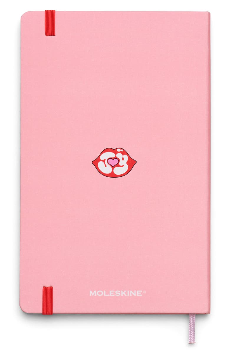Moleskine x Marc Jacobs Joy Large Hard Cover Ruled Notebook, Alternate, color, Red / Pink Mouth