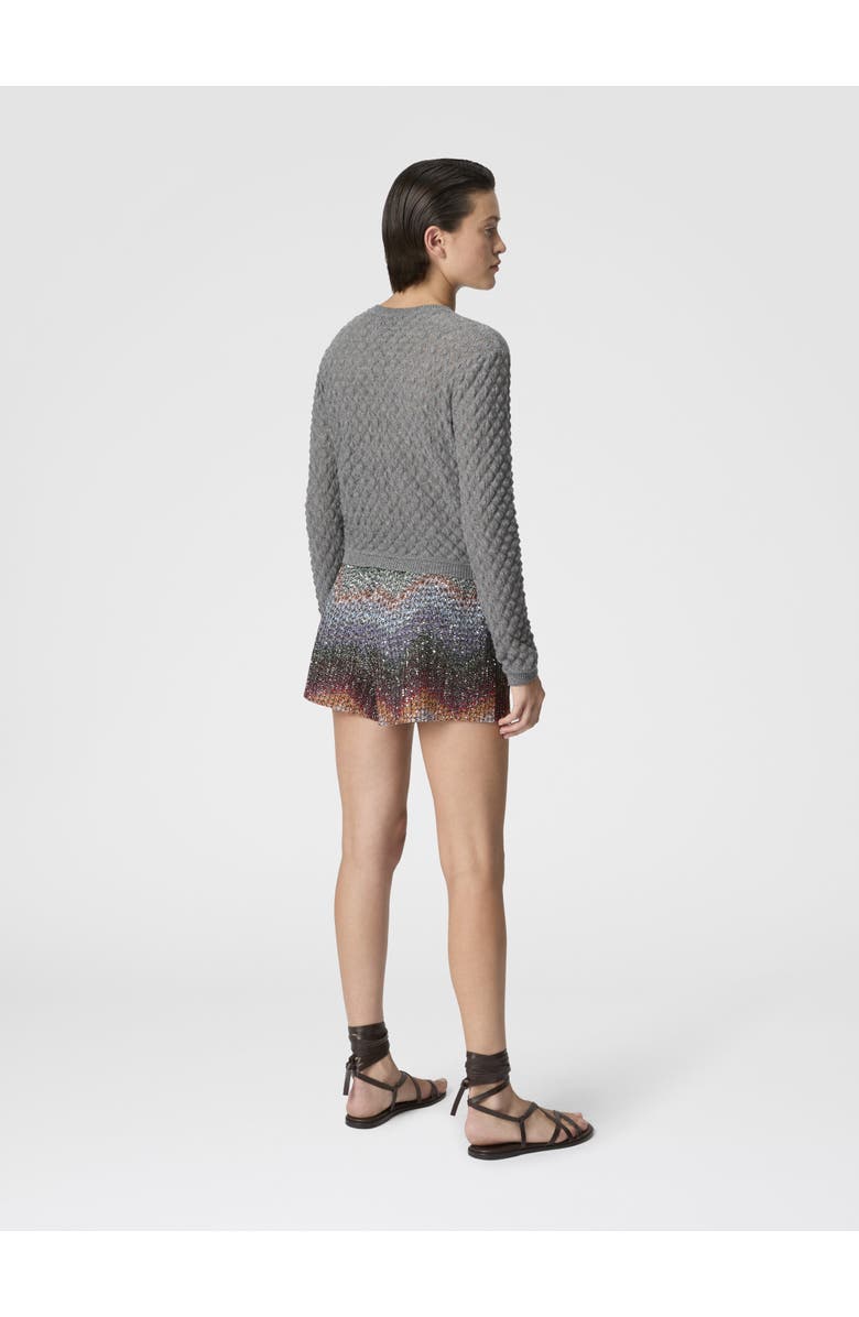 Missoni Cashmere Cardigan With Lace Pattern, Alternate, color, Grey