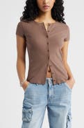 BP. Short Sleeve Rib Knit Cardigan