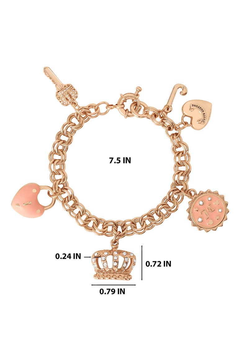 Gold-Tone Pink Charm Bracelet with Pavé Accents, Alternate, color, Gold