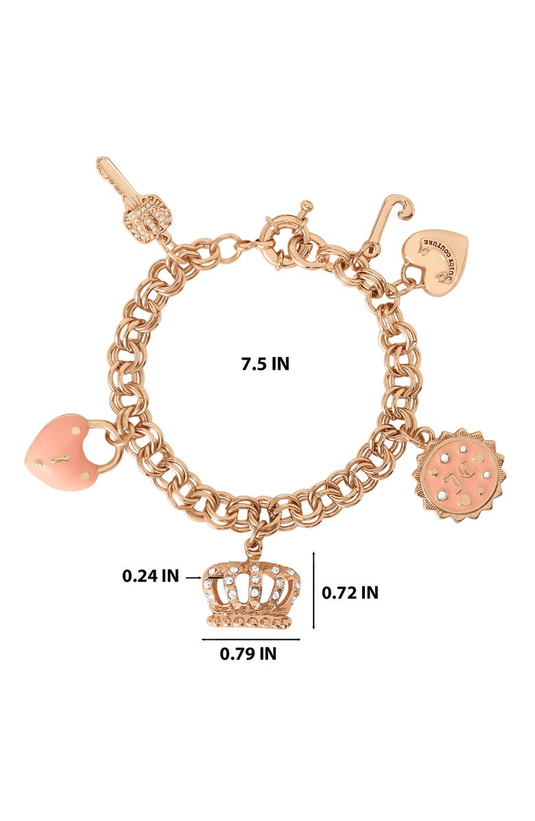 Juicy Couture Gold-Tone Pink Charm Bracelet with Pavé Accents, Alternate, color, Gold
