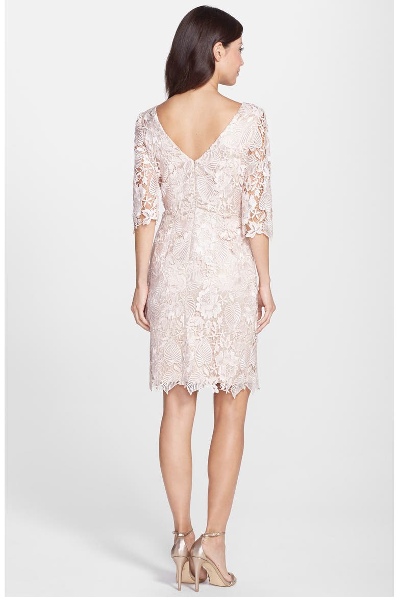 Embroidered Lace Overlay Sheath Dress, Alternate, color, BLUSHZDNU