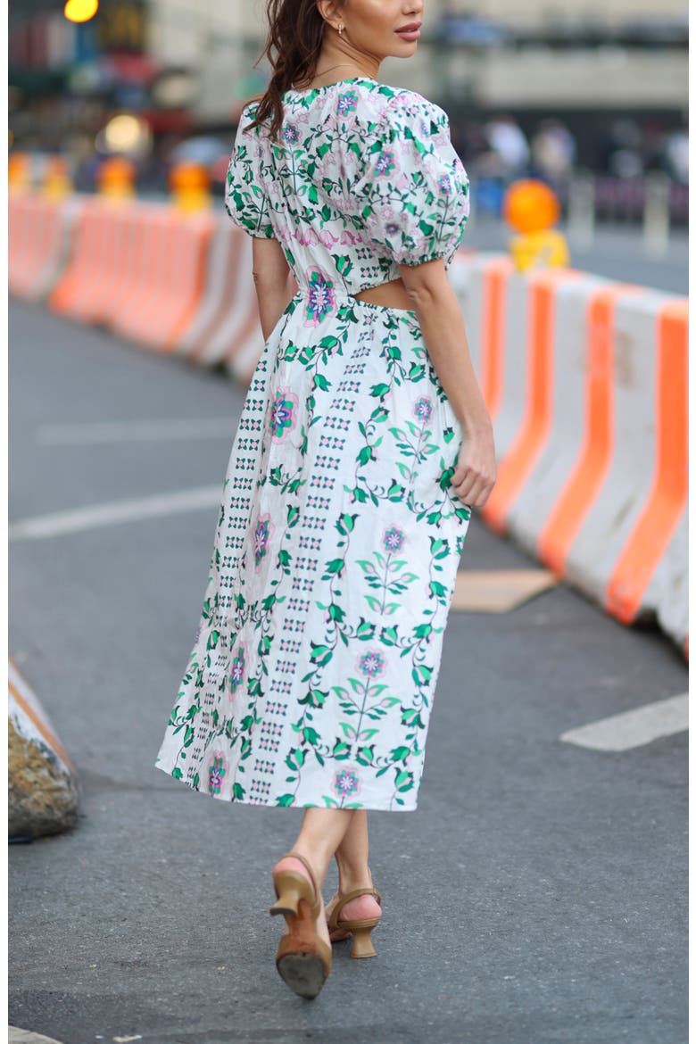Danielle Green Garden Midi Dress, Alternate, color, Green