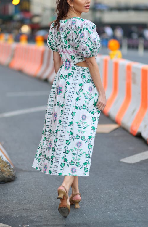 Jessie Zhao New York Danielle Green Garden Midi Dress In Multi