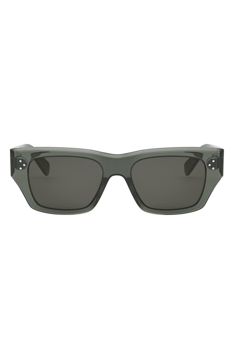 CELINE Bold 3 Dots 53mm Geometric Sunglasses, Main, color, Light Green / Smoke