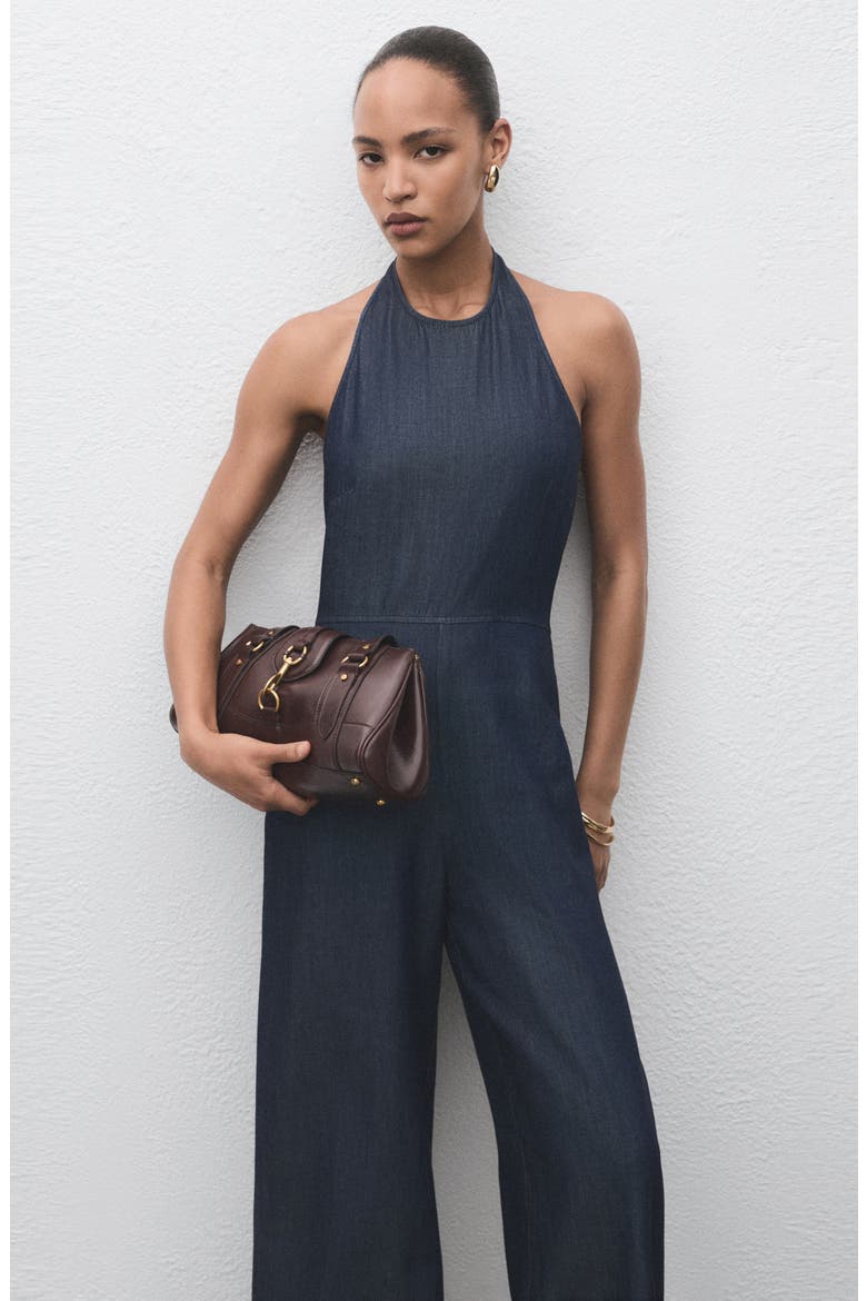 Denim Halter Jumpsuit, Alternate, color, OPEN BLUE