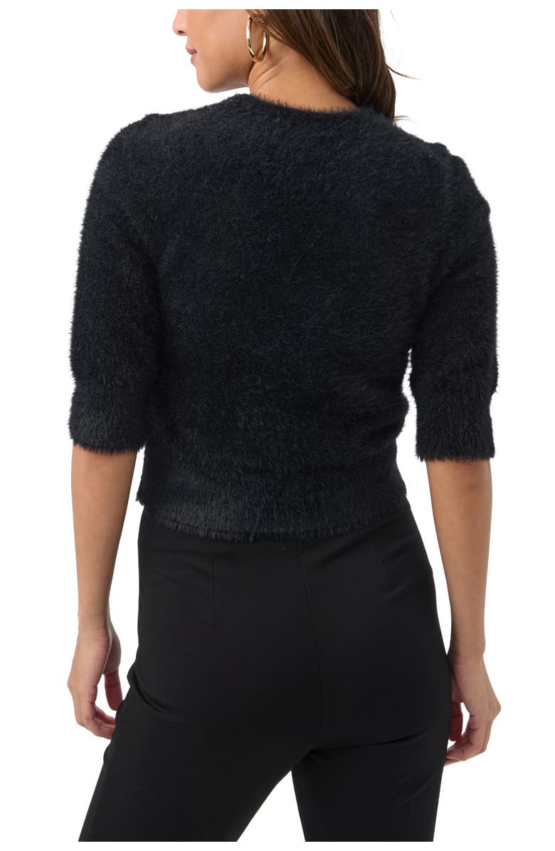 Trina Turk Maliah Fuzzy Elbow Sleeve Sweater, Alternate, color, Black