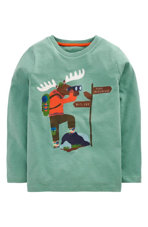 Kids' Hiking Moose Long Sleeve Cotton Graphic T-Shirt (Toddler & Little Kid)