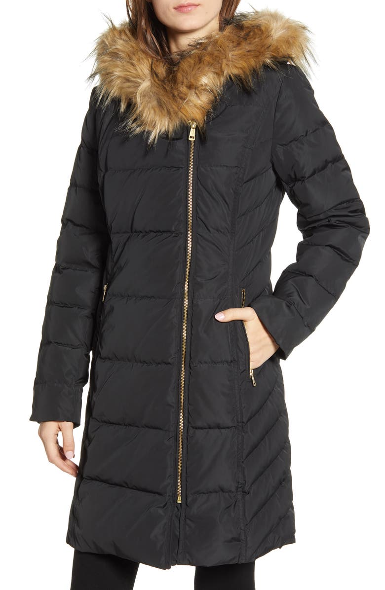 Cole Haan Signature Cole Haan Feather & Down Puffer Jacket with Faux Fur Trim, Alternate, color, 