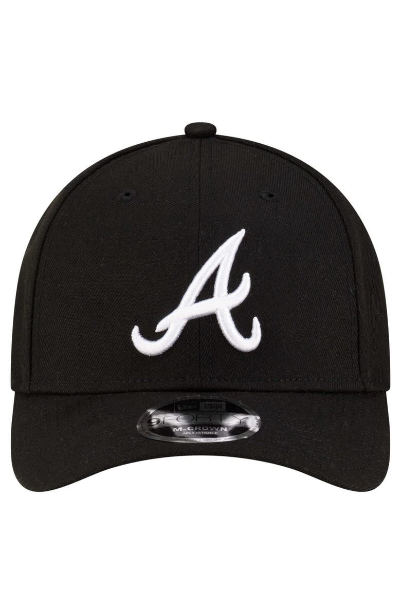 New Era Men's New Era  Black Atlanta Braves Player Replica 9FORTY Adjustable Hat, Alternate, color, 