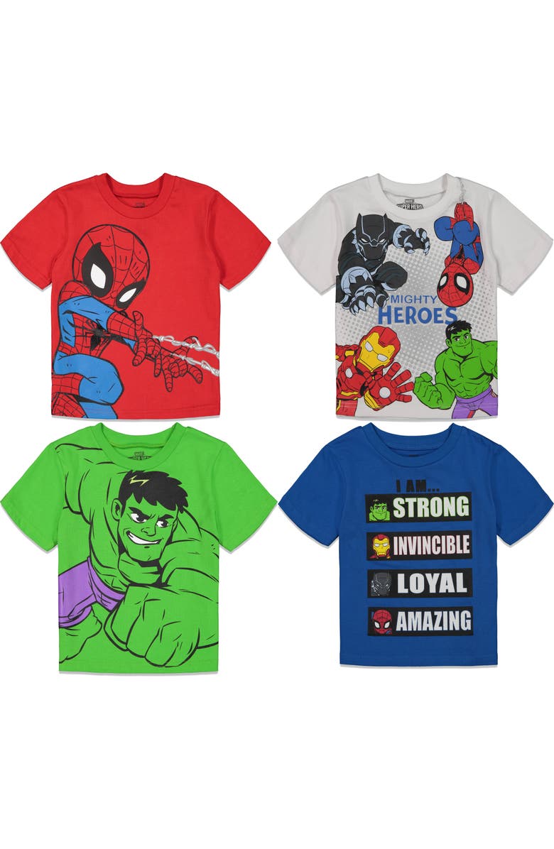 Marvel Avengers Short Sleeve T-Shirt 4-Pack, Main, color, Avengers White Blue
