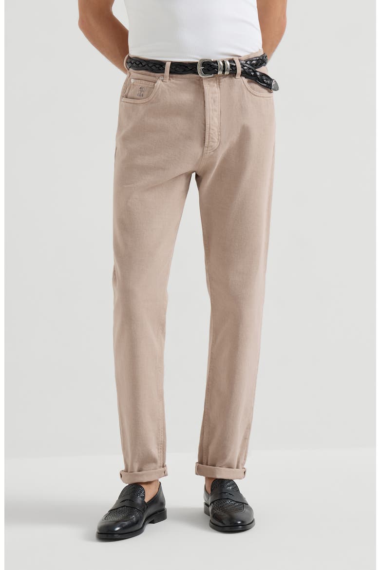 Garment-dyed denim trousers, Main, color, Light Brown