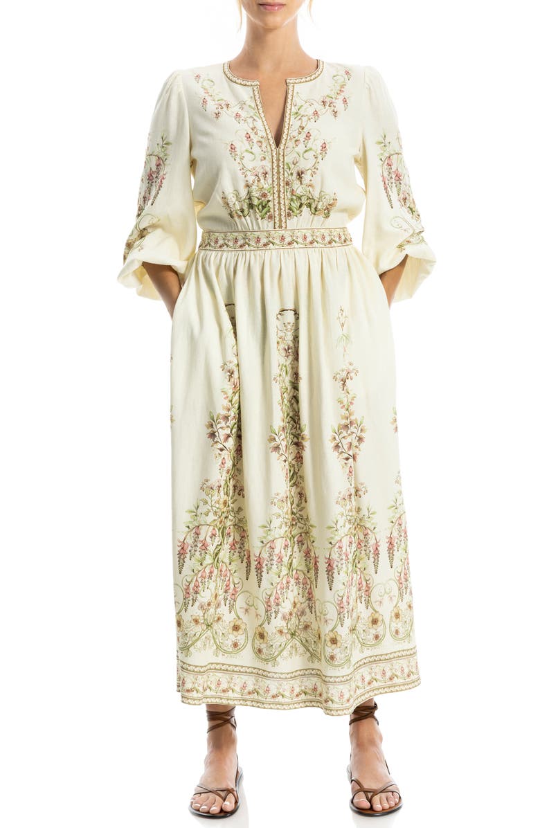 MAX STUDIO Lemon Print Balloon Sleeve Maxi Dress, Alternate, color, 