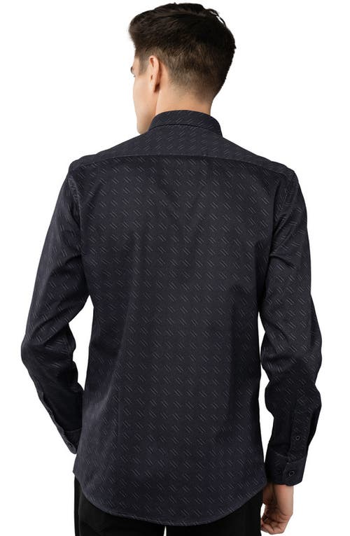 Luchiano Visconti Leo Black Jacquard With Grey Daggers And Dots Shirt In Black