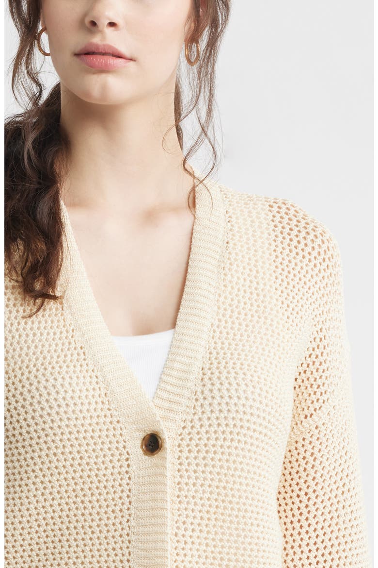 Open Stitch Cotton Cardigan, Alternate, color, BEIGE BURNT