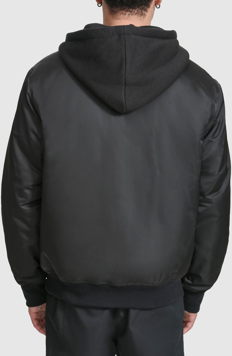 Champion Water Resistant Hooded Bomber Jacket, Alternate, color, Black