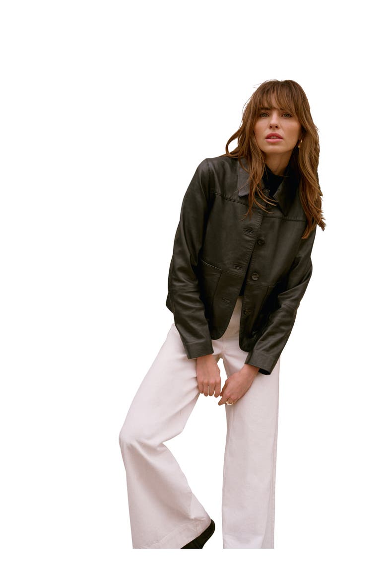 Leather Pocket Detail Jacket, Alternate, color, Black