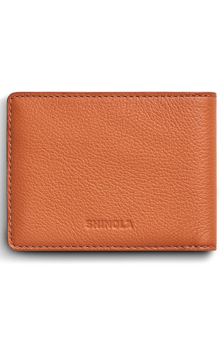 Shinola Canfield Pebble Leather Bifold Wallet, Alternate, color, Rust