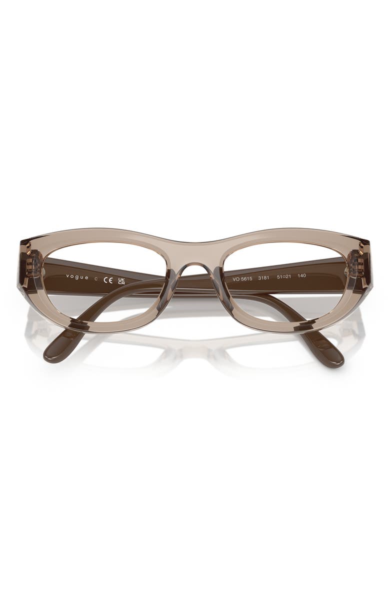 VOGUE 49mm Oval Optical Glasses, Alternate, color, Brown